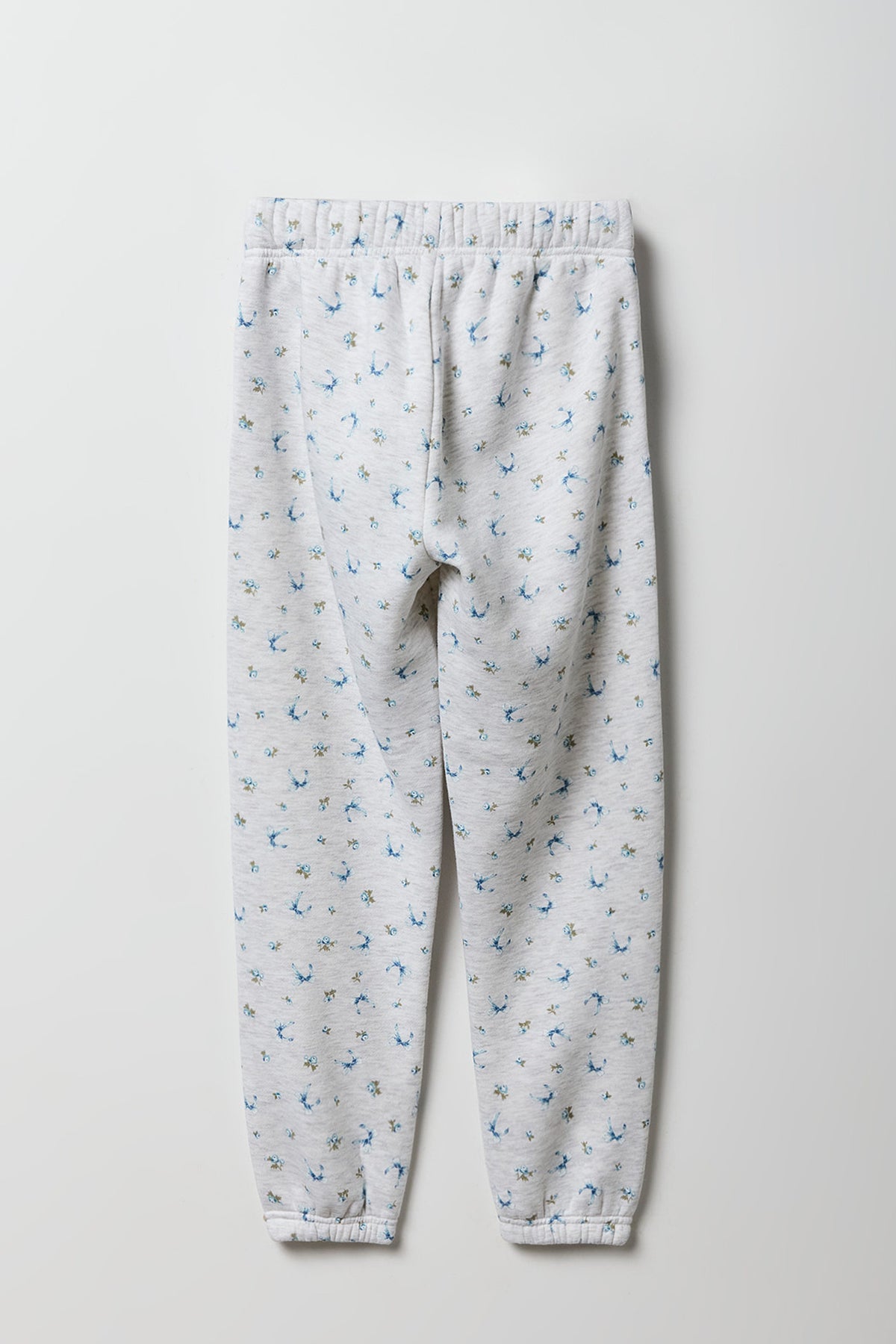 Alt View 2. Girls Floral Puff Print Fleece Jogger - Blue