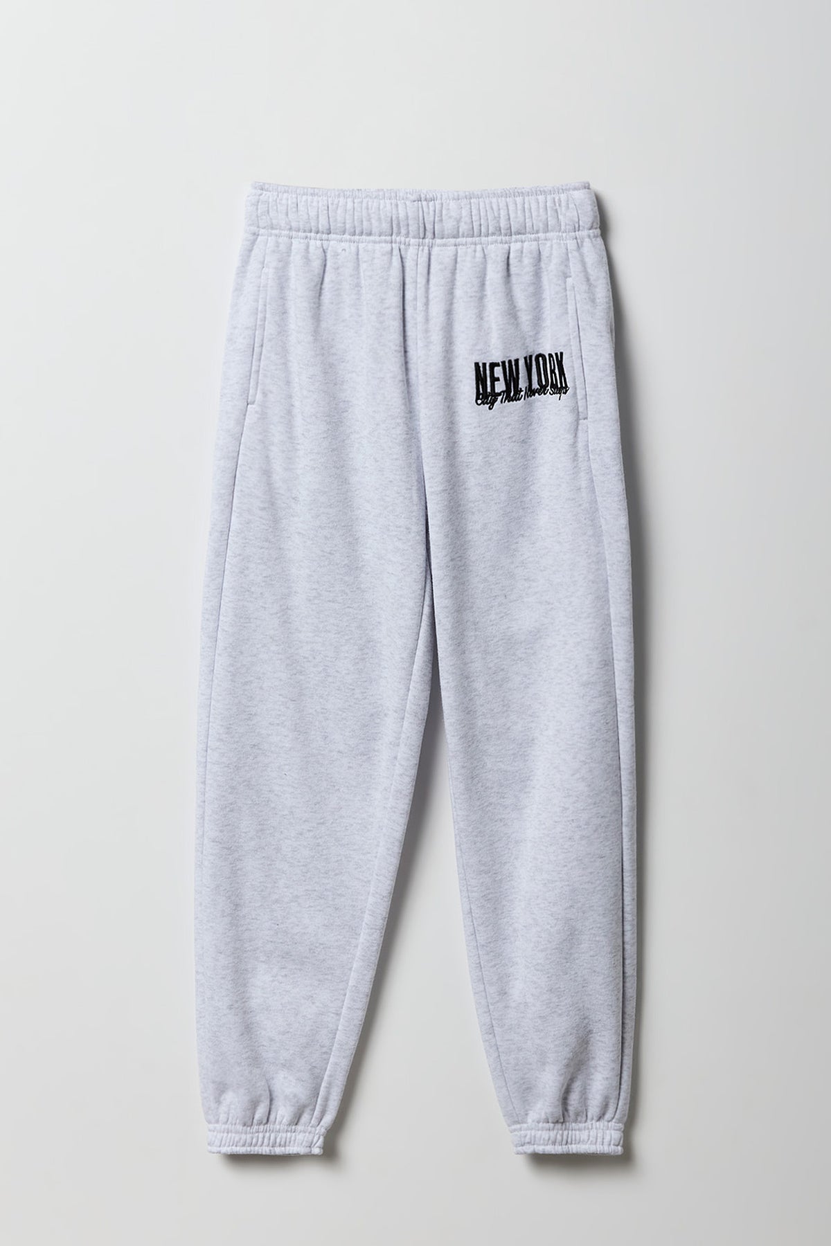 Girls Embroidered Fleece Jogger - Heather Grey