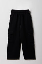 Girls Fleece Wide Leg Cargo Sweatpant