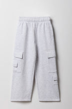 Girls Fleece Wide Leg Cargo Sweatpant