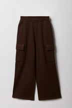 Girls Fleece Wide Leg Cargo Sweatpant