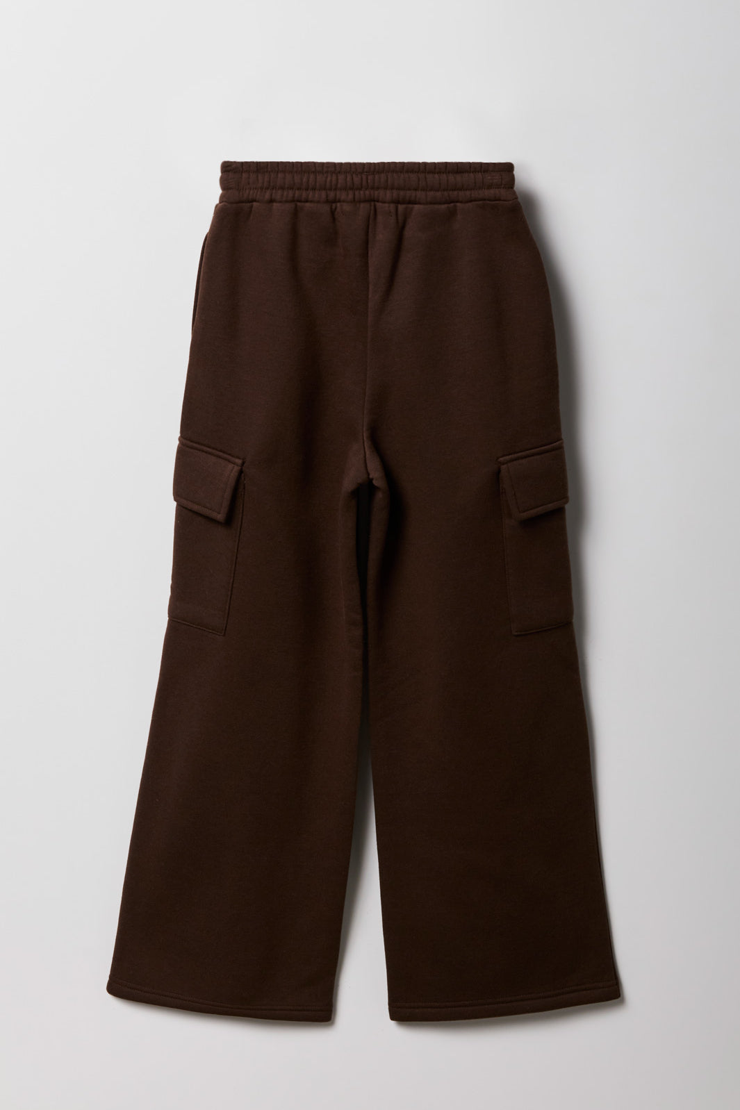 Alt View 2. Girls Fleece Wide Leg Cargo Sweatpant - Brown