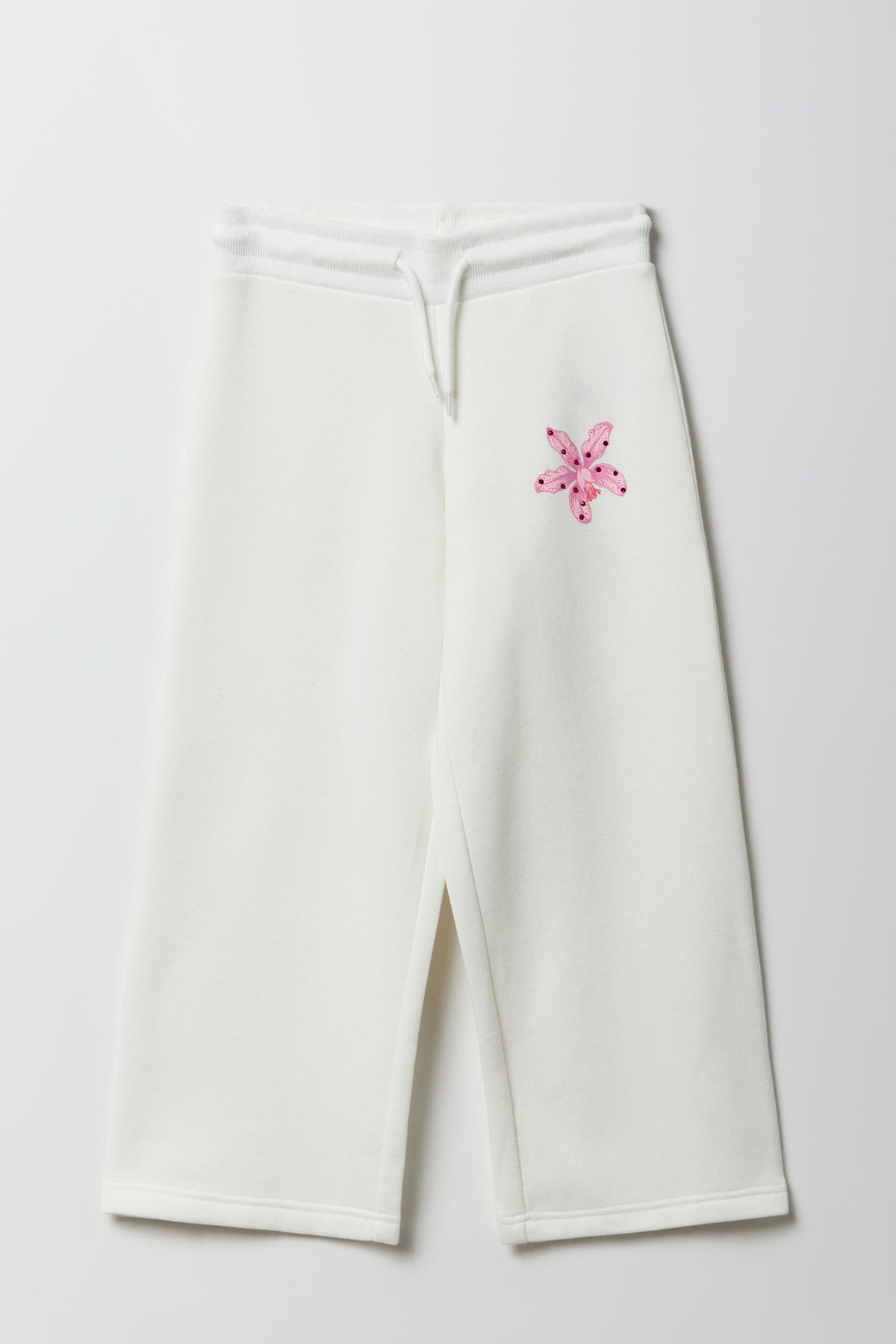Girls Fleece Wide Leg Sweatpant - Cream