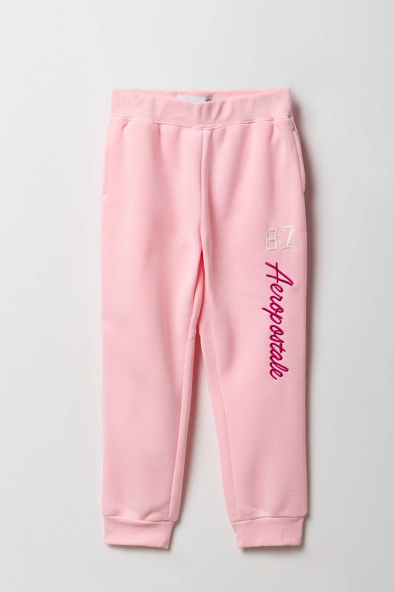 Jogger en molleton rose avec motif brodé Aero pour fille