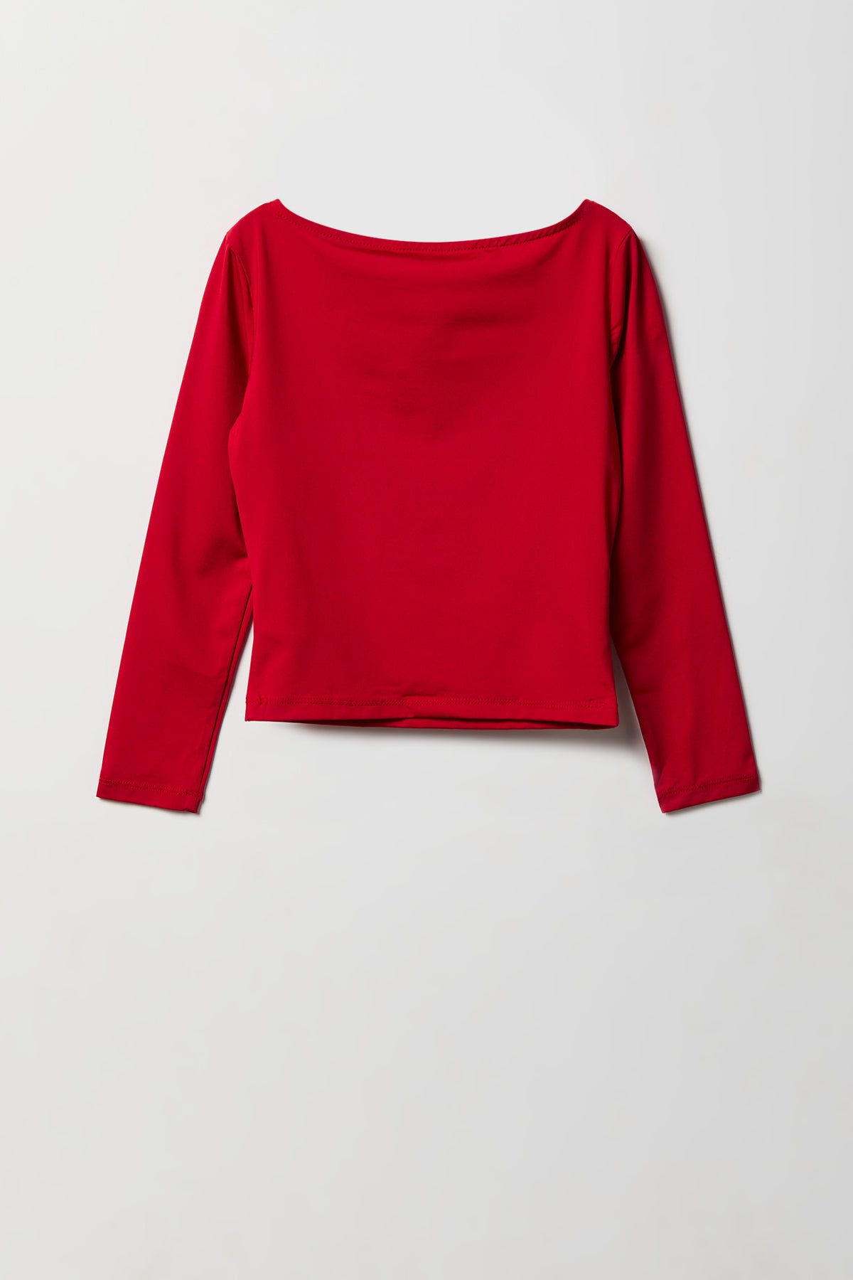 Alt View 2. Girls Double Layer Long Sleeve Top - Red