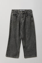 Jean super baggy mi-taille avec pierres du Rhin pour fille