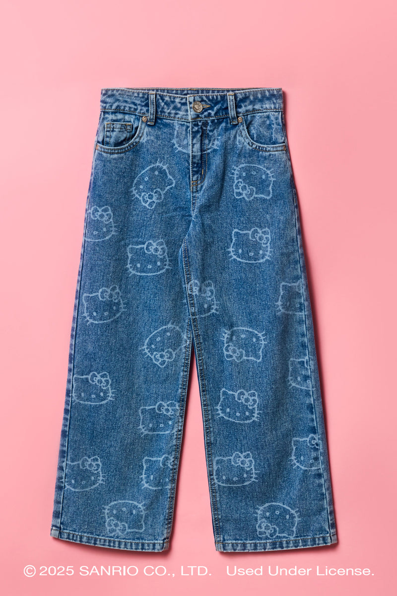 Hello Kitty® Girls Mid Rise Wide Leg Jean