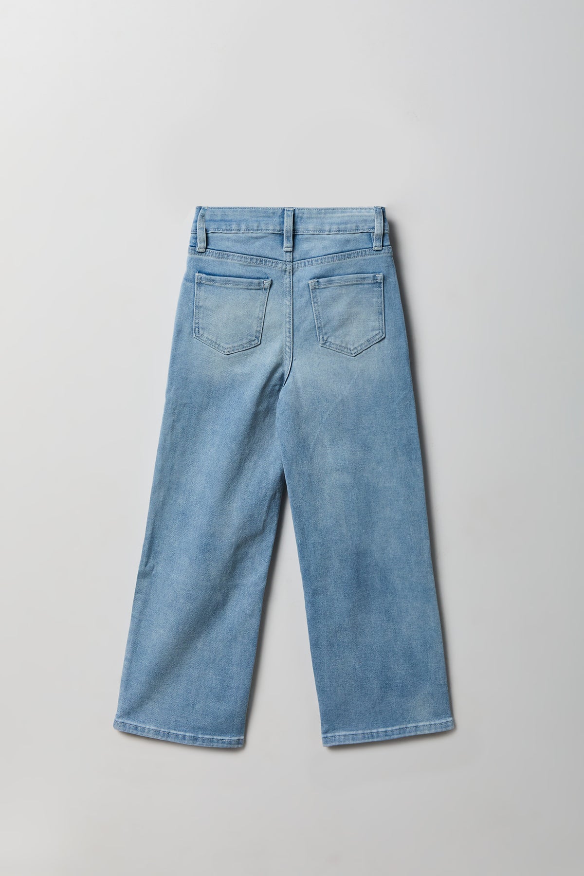 Alt View 2. Girls Stretch Graphic Wide Leg Jean - Light Denim Blue
