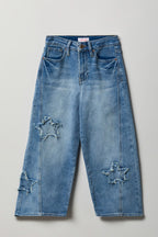 Girls Stretch Star Patch Baggy Jean