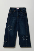 Girls Stretch Star Patch Baggy Jean