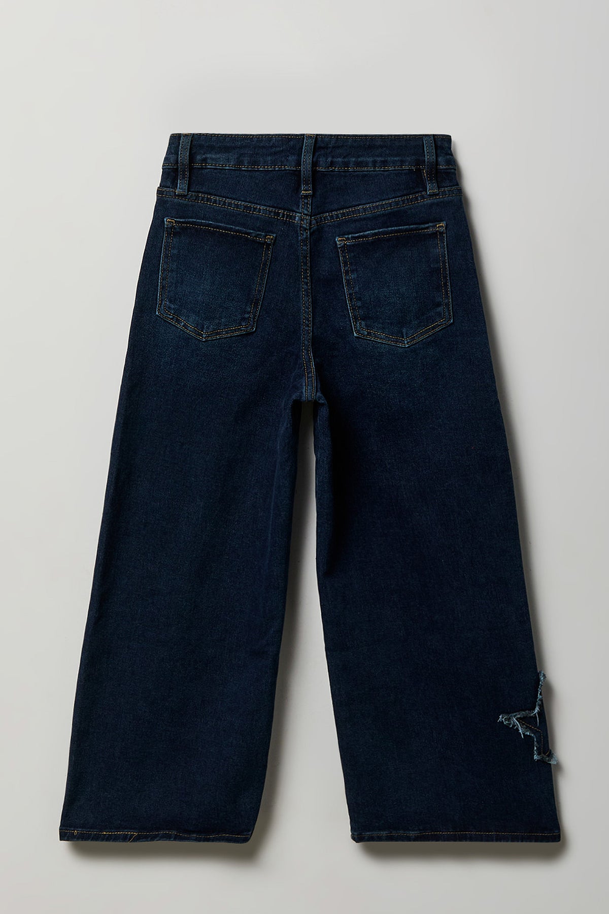 Alt View 2. Girls Stretch Star Patch Baggy Jean - Denim Blue