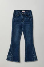 Jean extensible à jambe évasée avec papillons pour fille