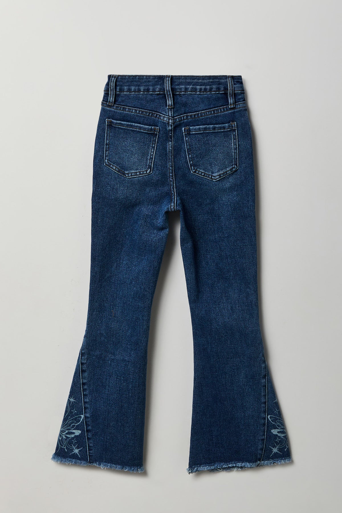 Vue alternative 2. Jean extensible à jambe évasée avec papillons pour fille
