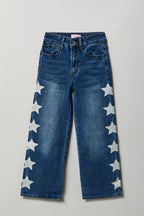 Girls Stretch Star Wide Leg Jean