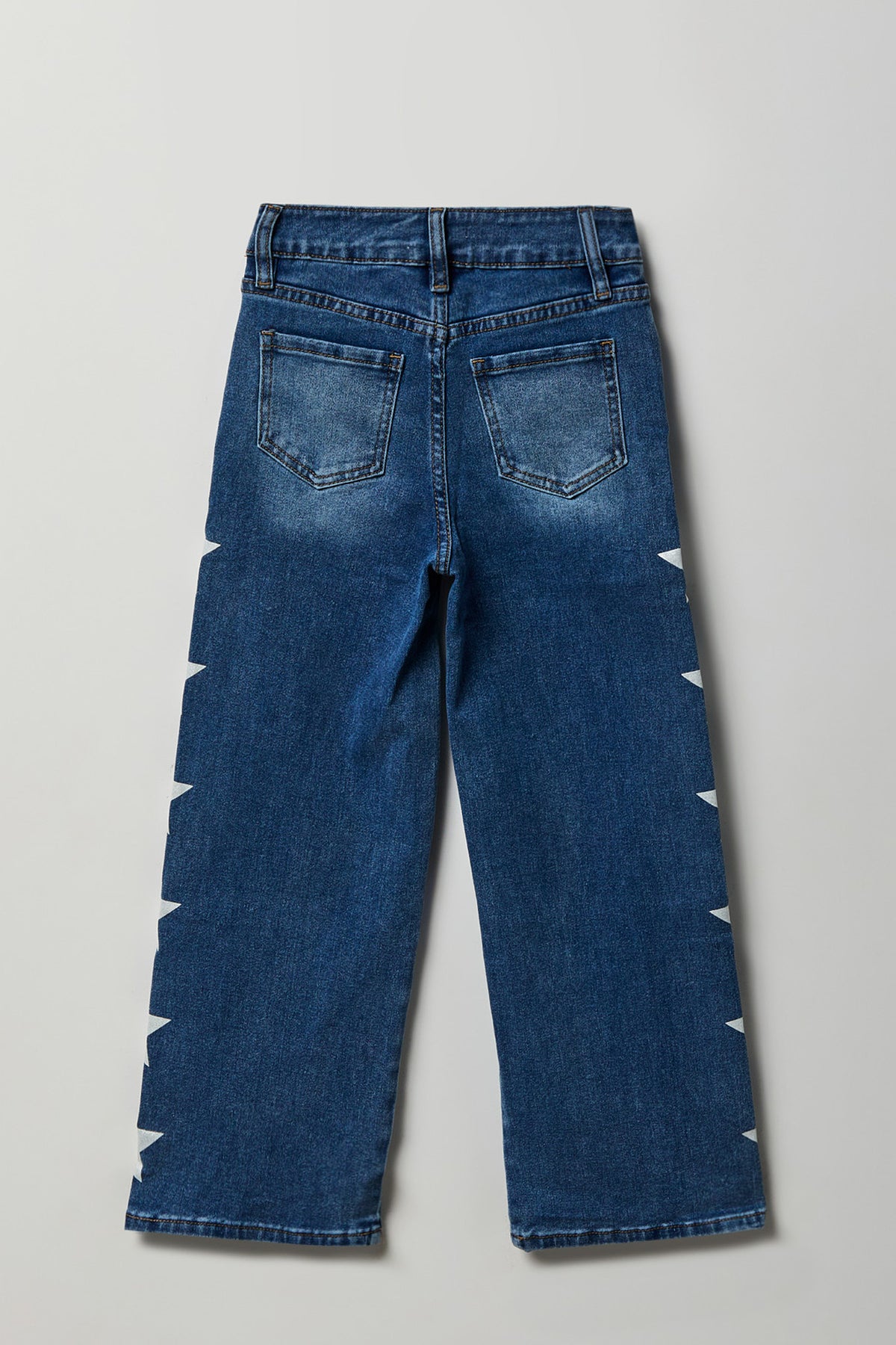 Alt View 2. Girls Stretch Star Wide Leg Jean - Medium Blue