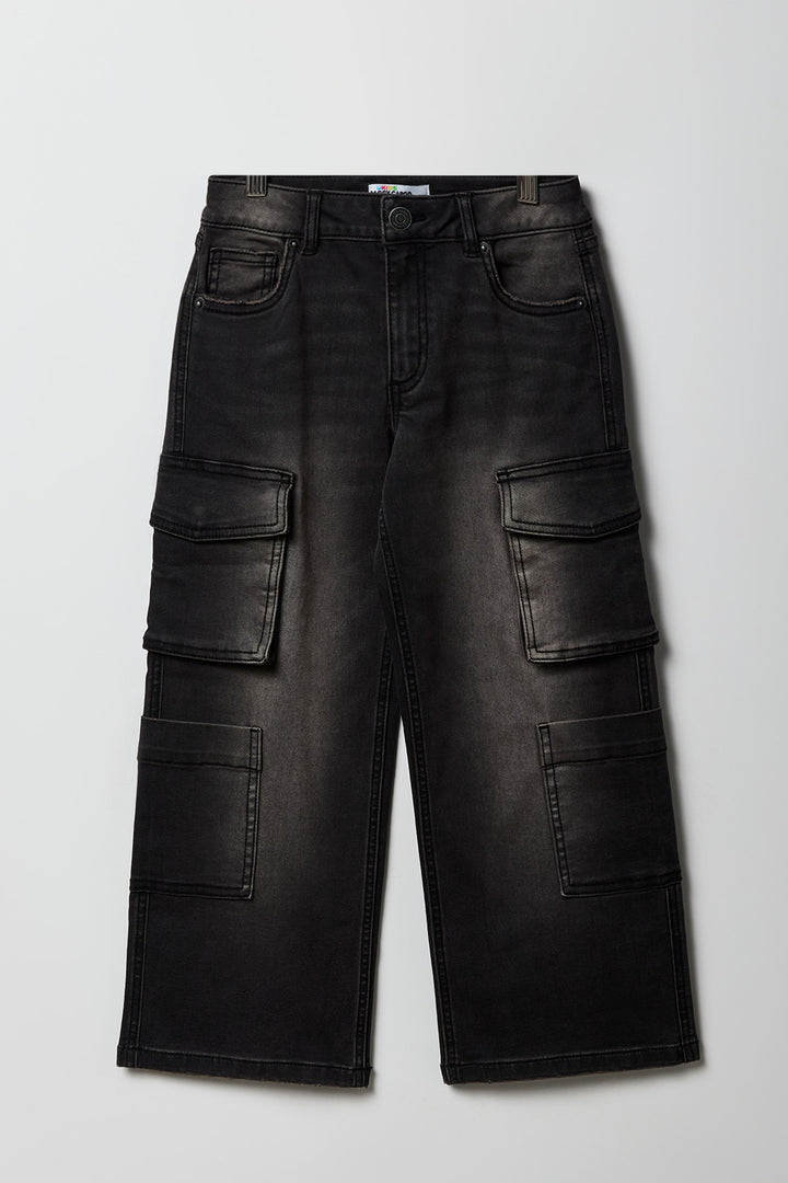 Jean cargo baggy à jambe large pour fille