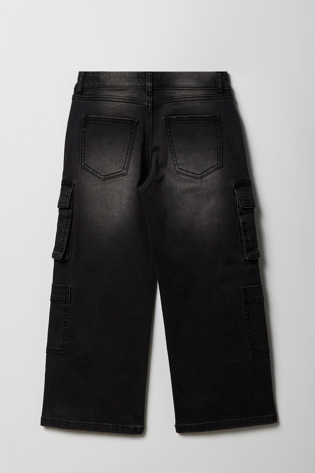 Alt View 2. Girls Baggy Wide Leg Cargo Jean - Black
