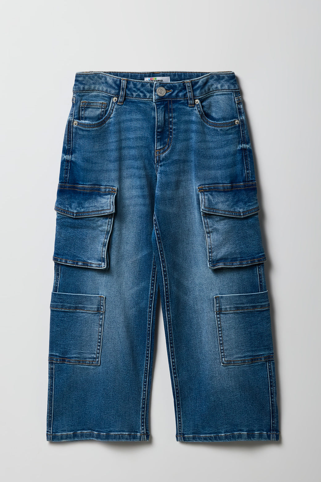 Jean cargo baggy à jambe large pour fille