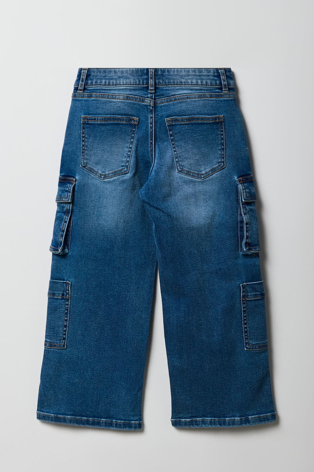 Vue alternative 2. Jean cargo baggy à jambe large pour fille