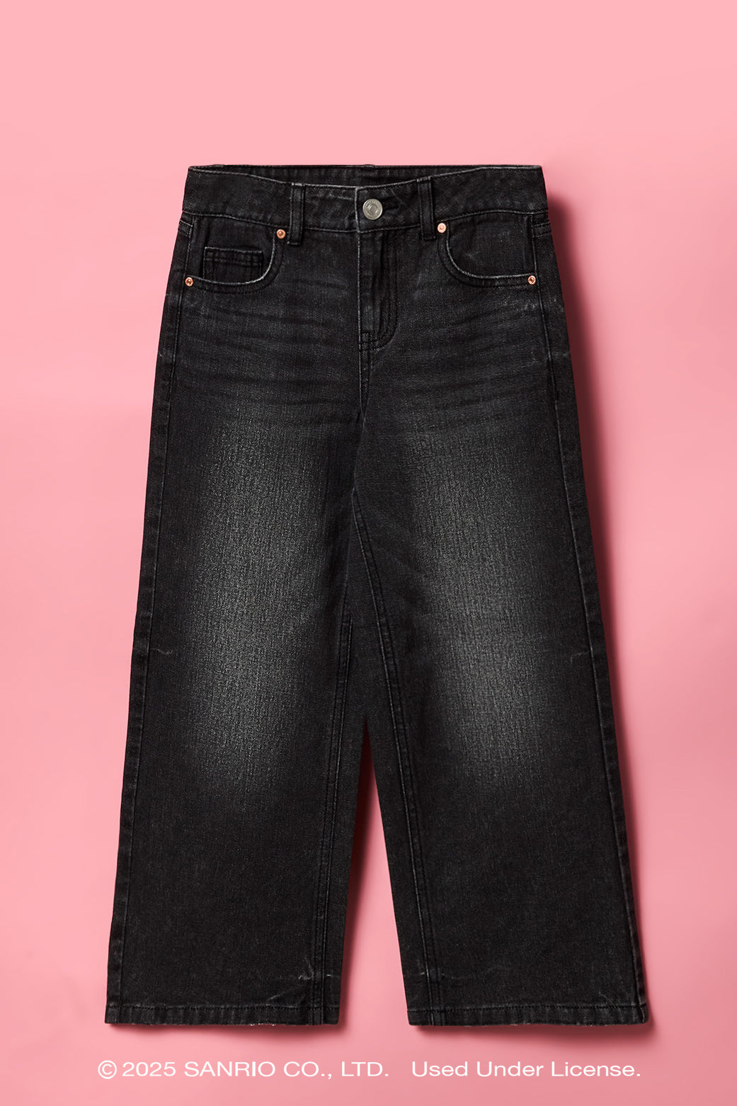 Alt View 2. Kuromi™ Girls Mid Rise Baggy Jean - Black