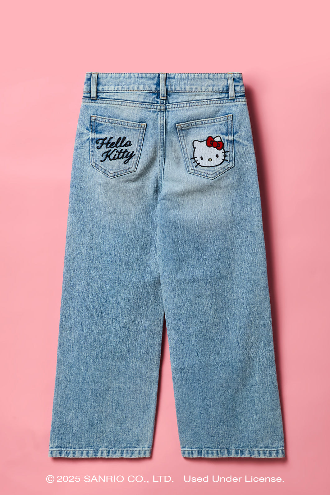 Hello Kitty® Girls Mid Rise Baggy Jean - Light Denim Blue