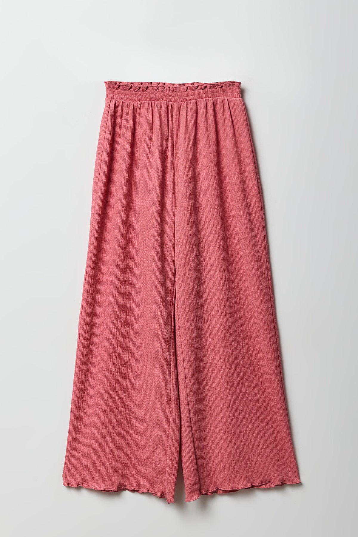 Girls Crinkle Wide Leg Pant - Coral