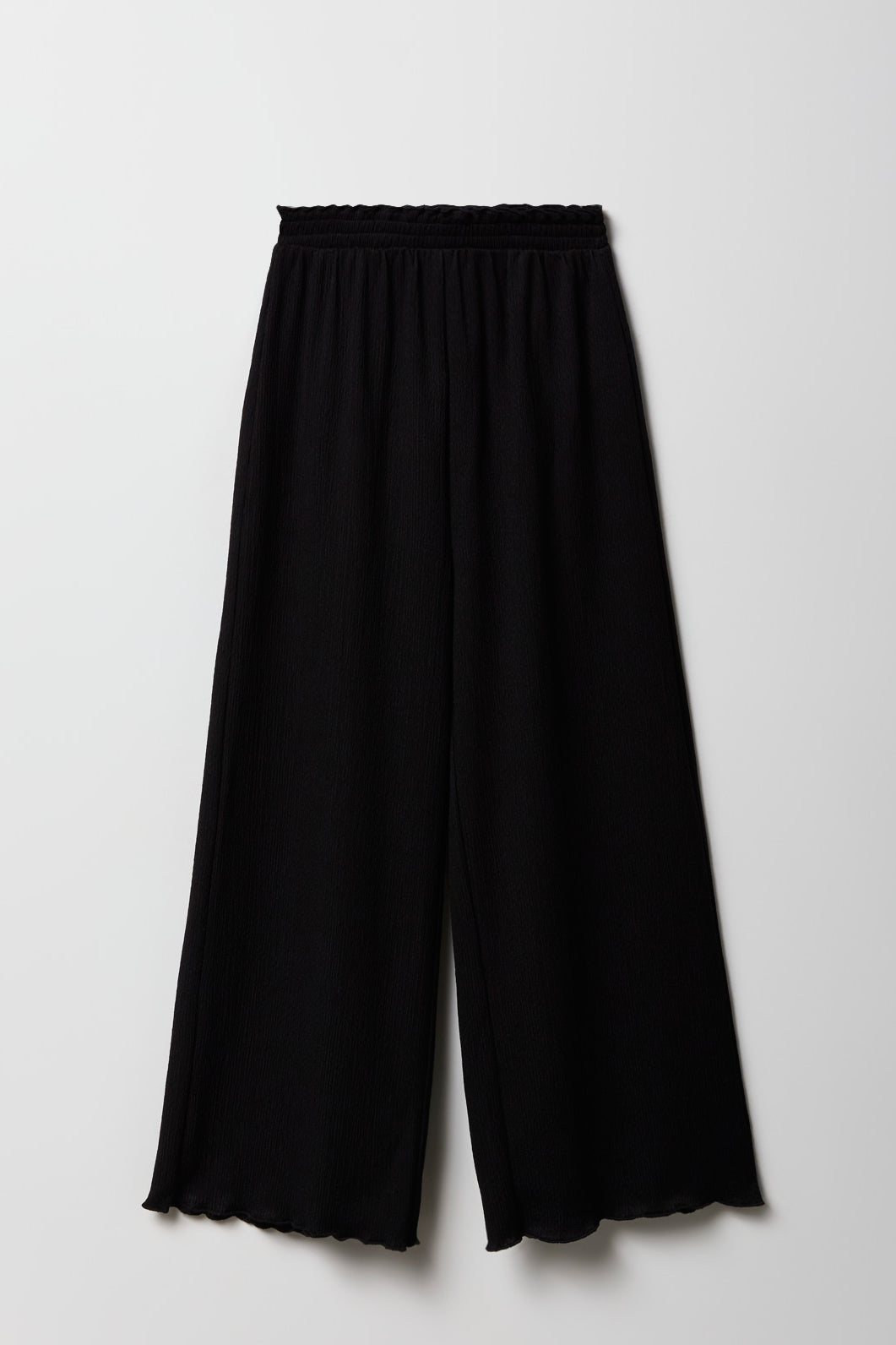 Girls Crinkle Wide Leg Pant - Black