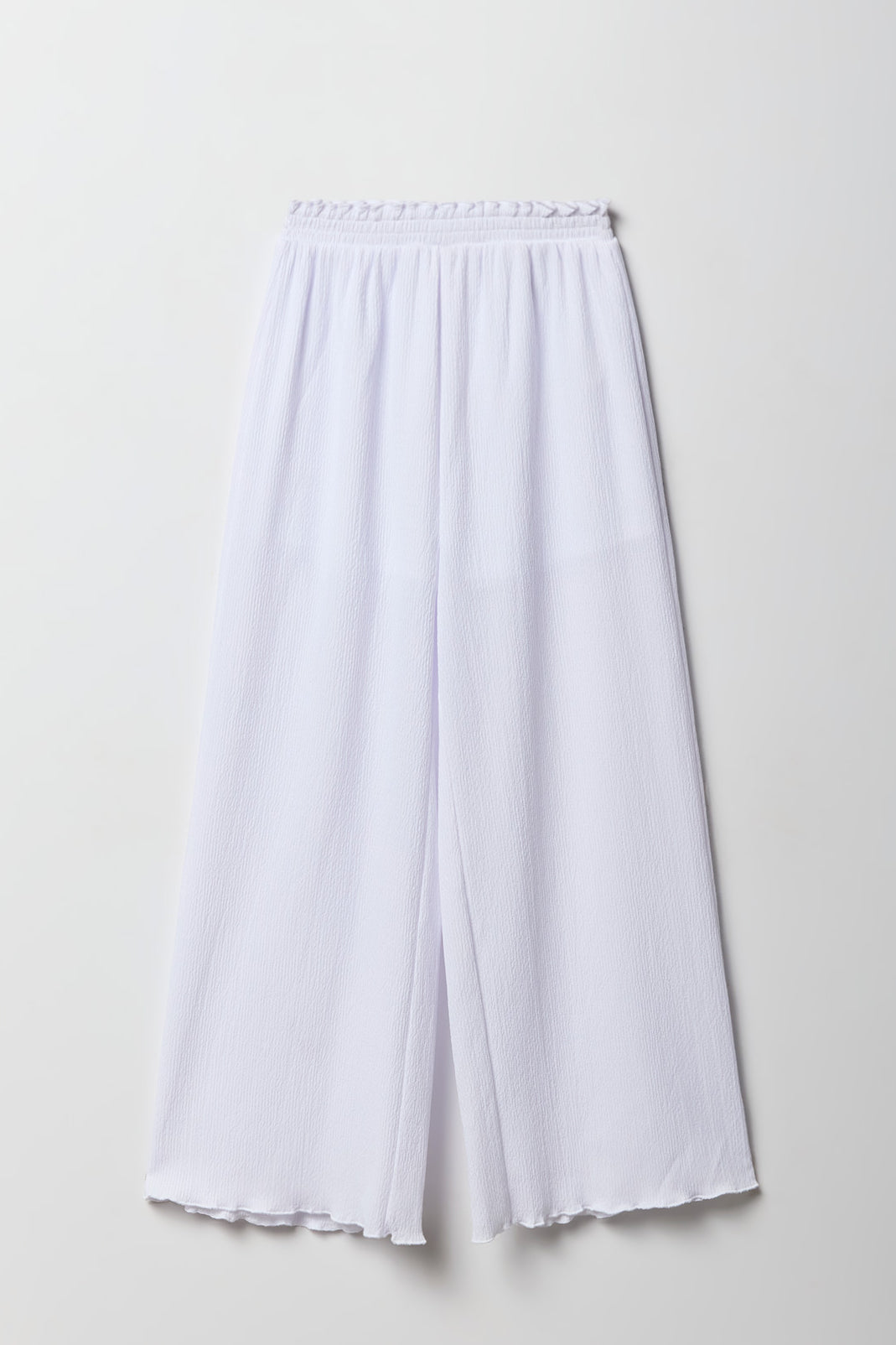 Girls Crinkle Wide Leg Pant - White