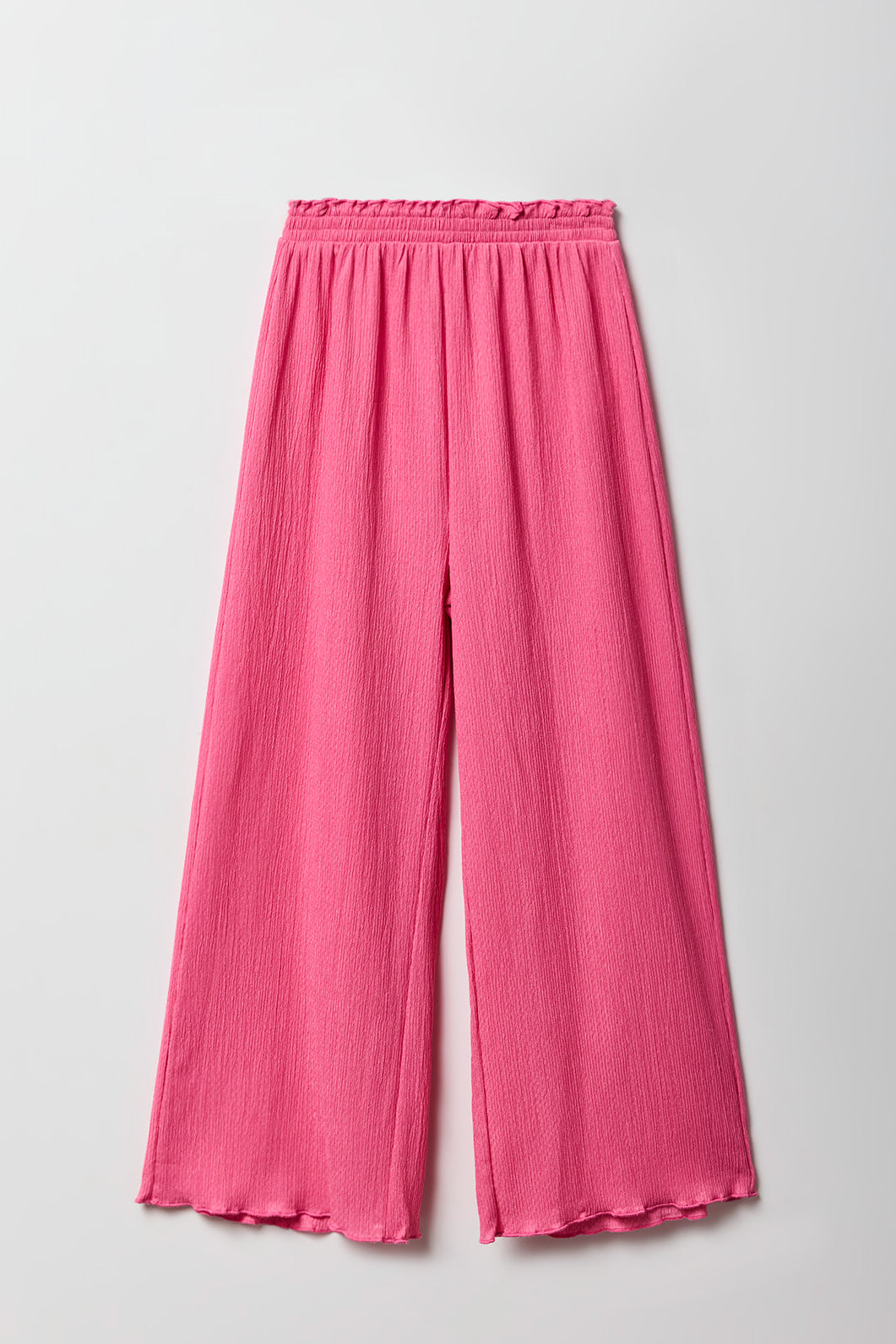 Pantalon à jambe large froissée pour filles
