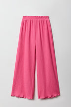 Pantalon à jambe large froissée pour filles