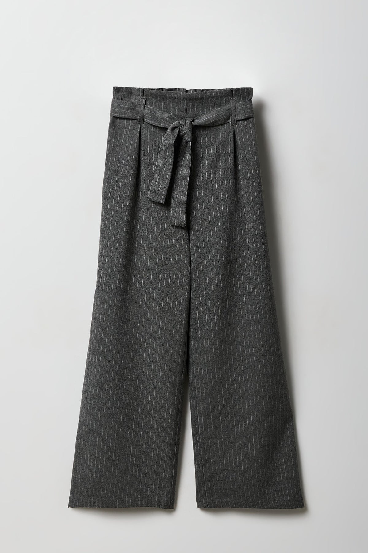 Girls Belted Wide Leg Paperbag Pant - Dark Grey