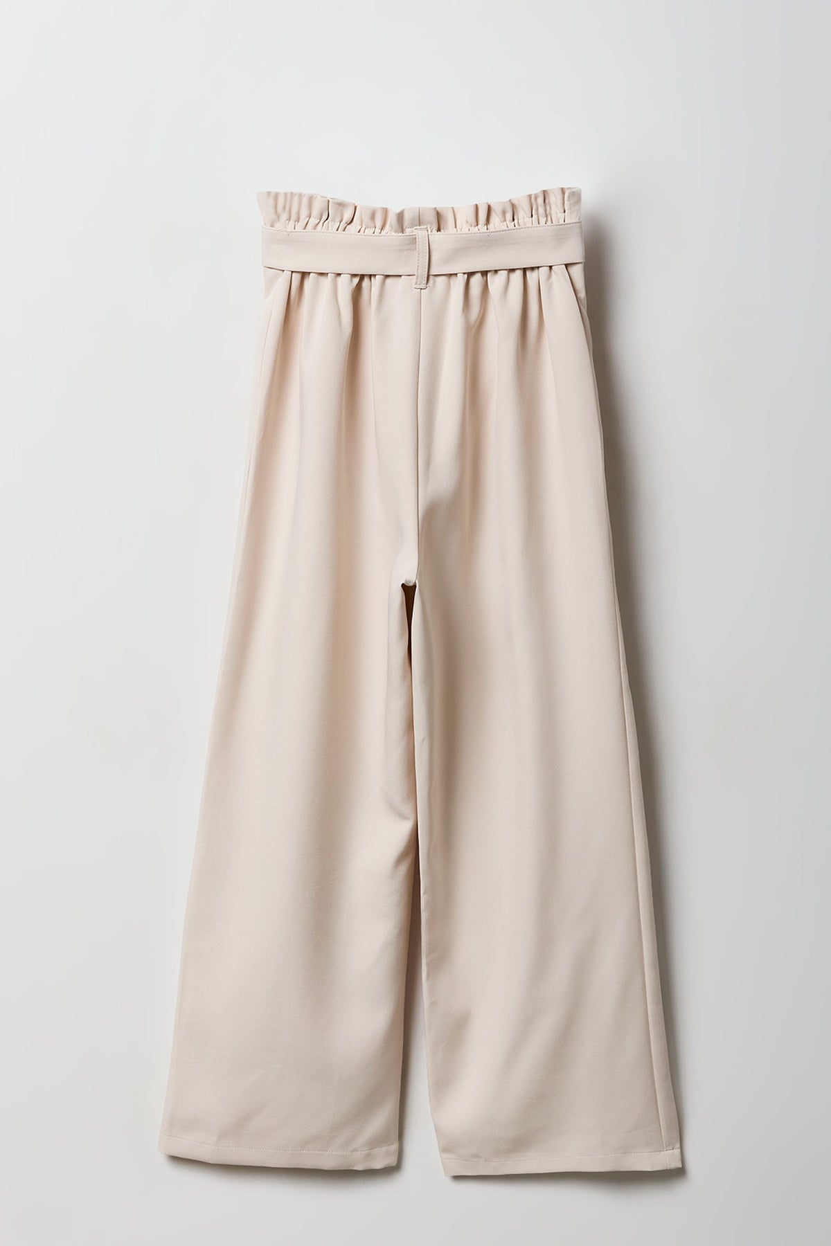 Alt View 2. Girls Belted Wide Leg Paperbag Pant - Ivory