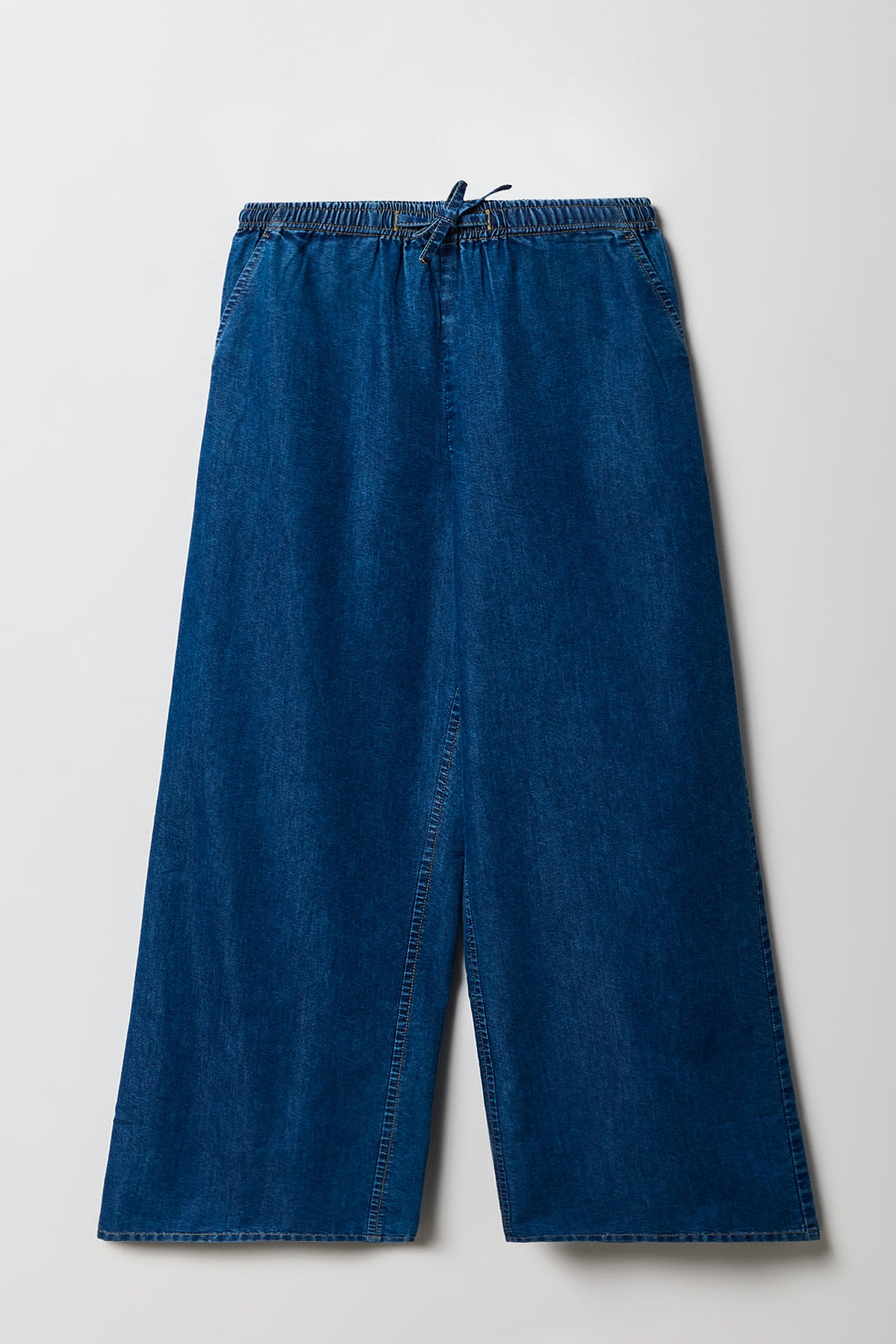 Girls Denim Wide Leg Pant - Medium Blue
