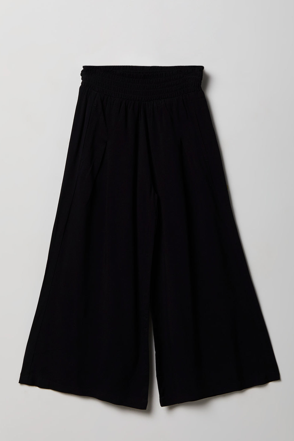 Girls Smocked Waist Palazzo Pant - Black