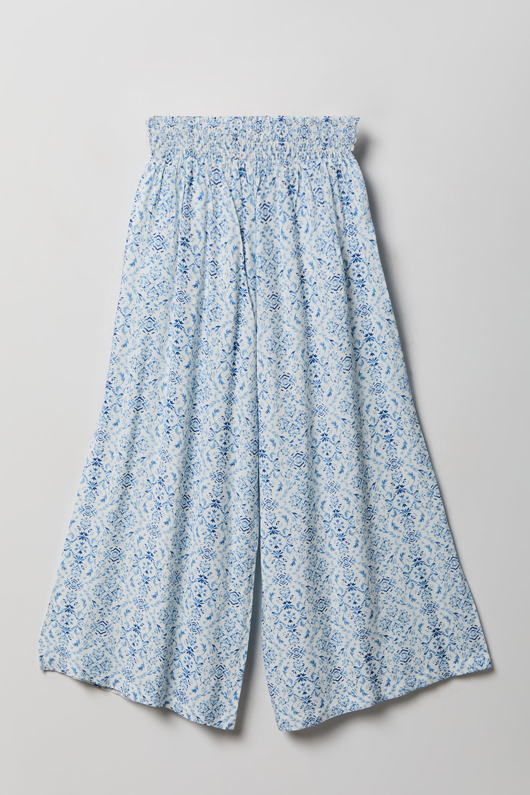 Alt View 2. Girls Smocked Waist Palazzo Pant - Light Blue
