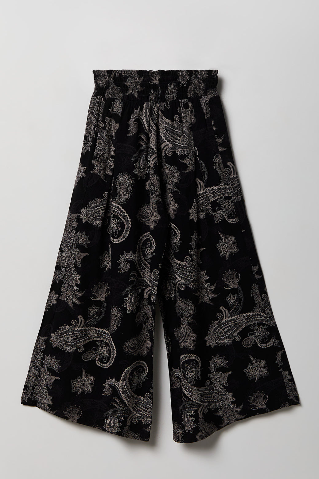 Girls Smocked Waist Palazzo Pant - Black with White