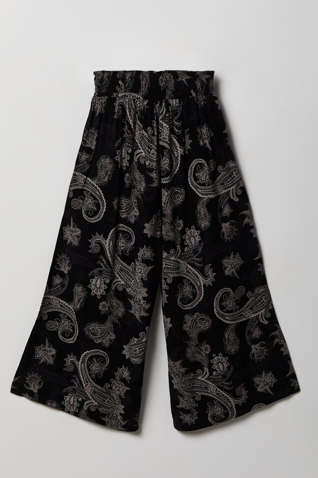 Alt View 2. Girls Smocked Waist Palazzo Pant - Black with White