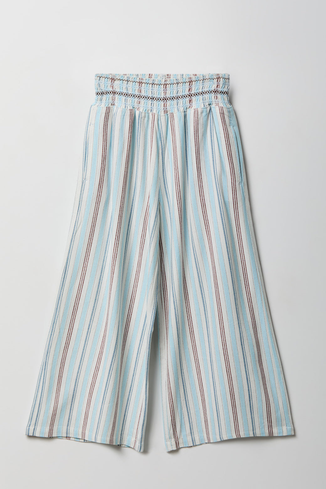 Girls Linen-Blend Wide Leg Palazzo Pant - Aqua