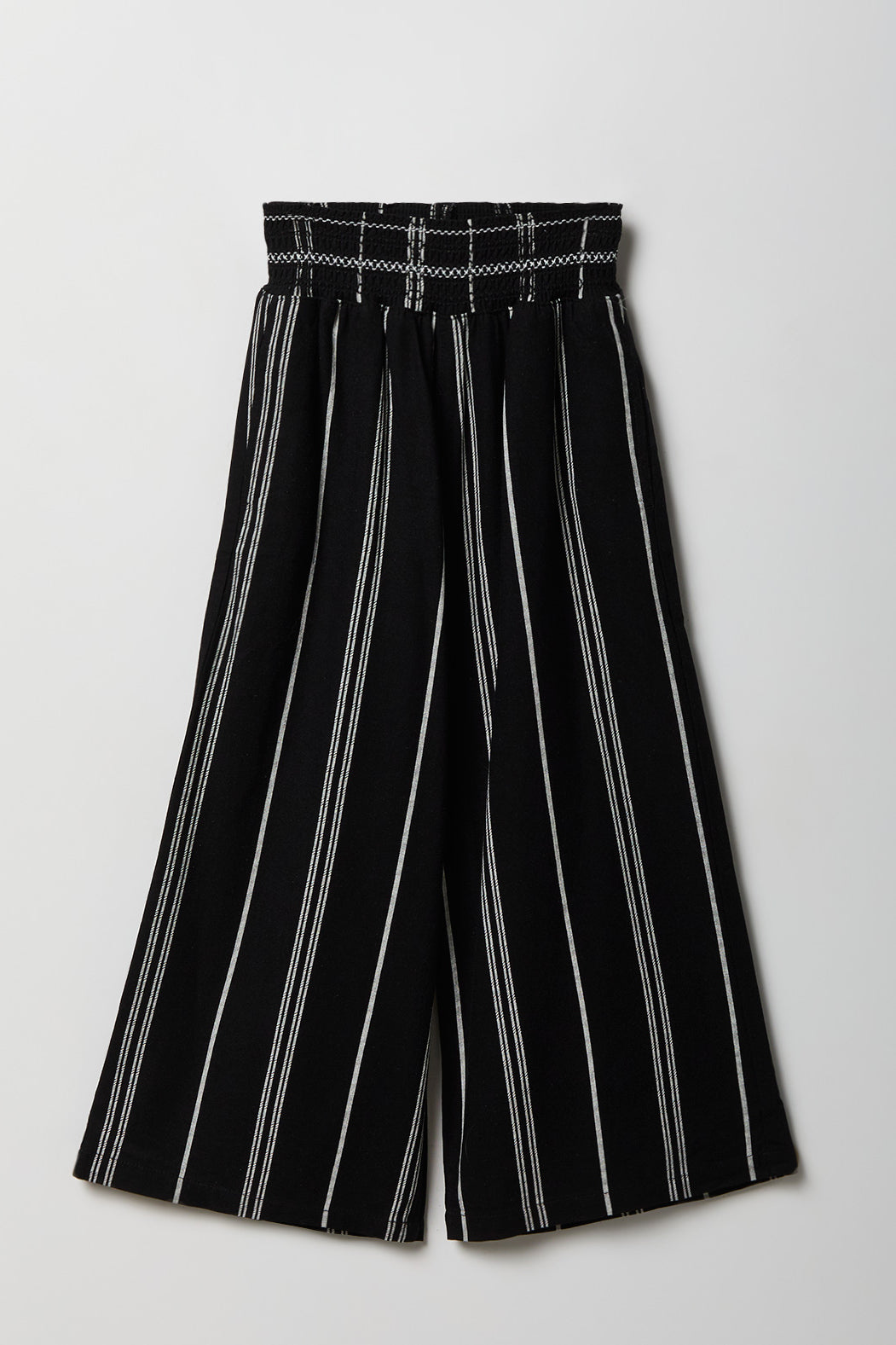Girls Linen-Blend Wide Leg Palazzo Pant - Black with White