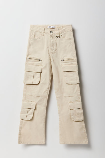 Pantalon cargo à jambe évasée avec poches multiples pour fille