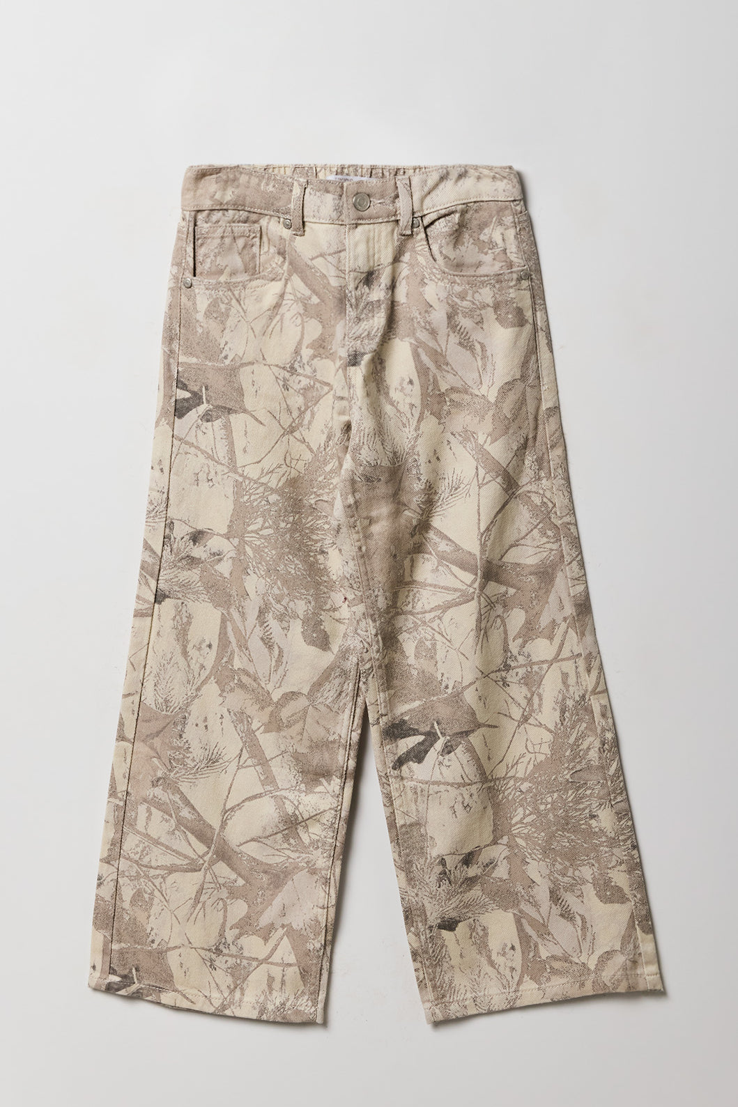Girls Baggy Pant with Bow Embroidery - Beige