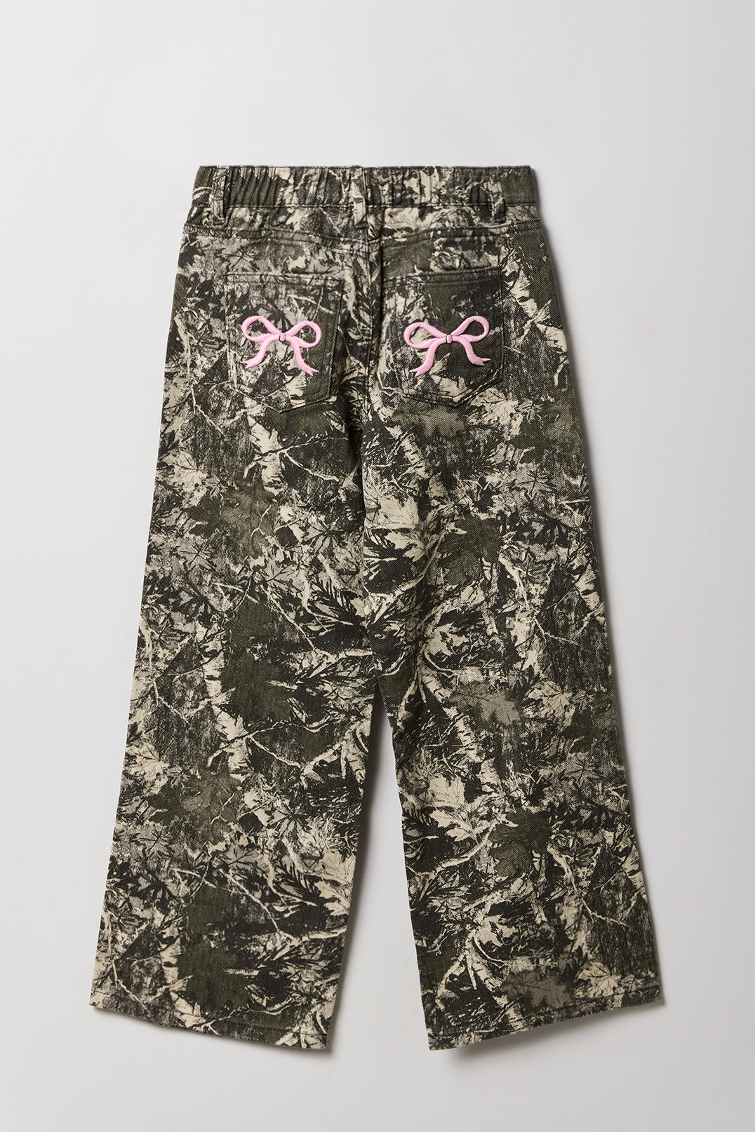 Alt View 2. Girls Baggy Pant with Bow Embroidery - Camouflage