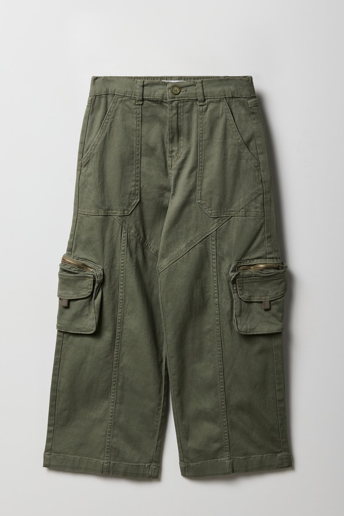 Girls Baggy Cargo Pant - Dark Green