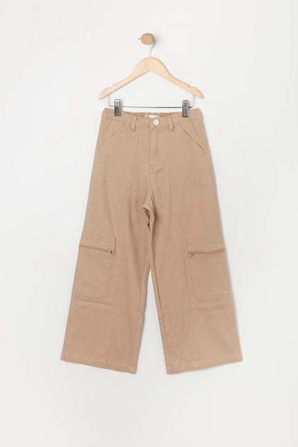 Pantalon cargo avec poches à fermeture à glissière pour fille