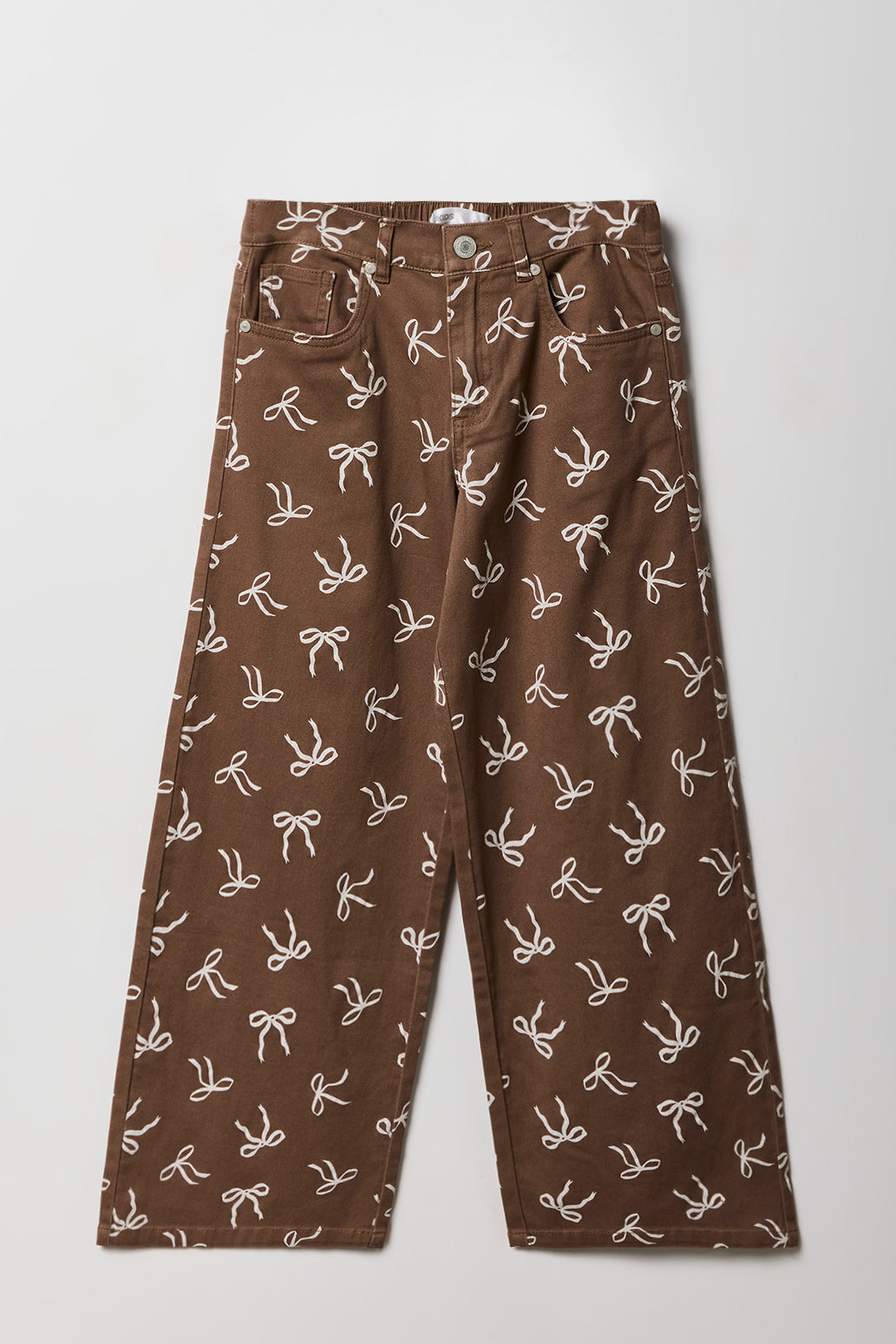 Pantalon mi-taille à jambe large avec boucle pour fille