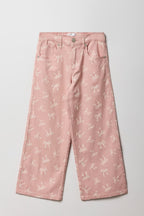 Pantalon mi-taille à jambe large avec boucle pour fille