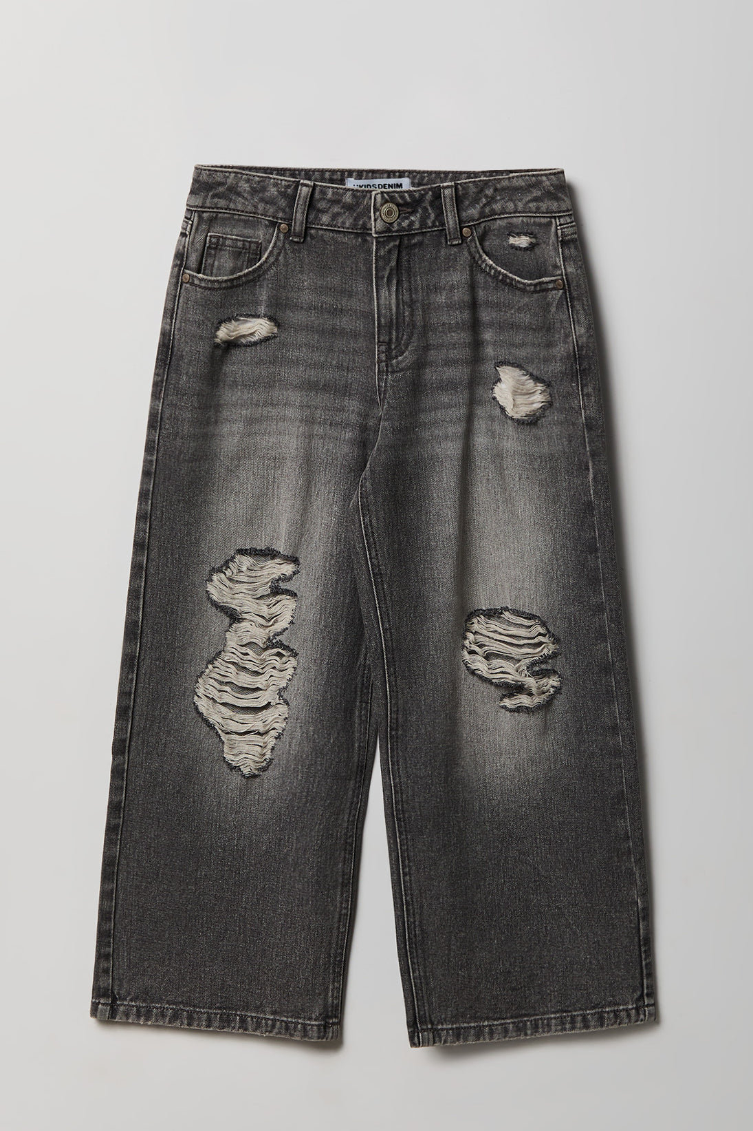 Jean super baggy mi-taille déchiré pour fille