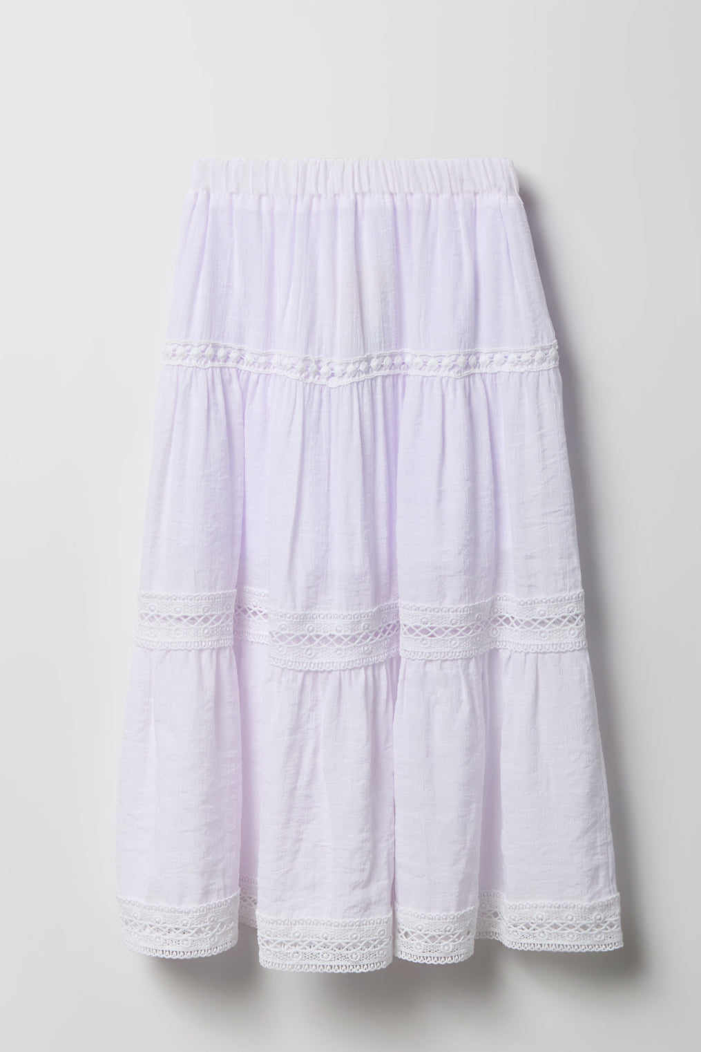 Alt View 2. Girls Tiered Maxi Skirt - White