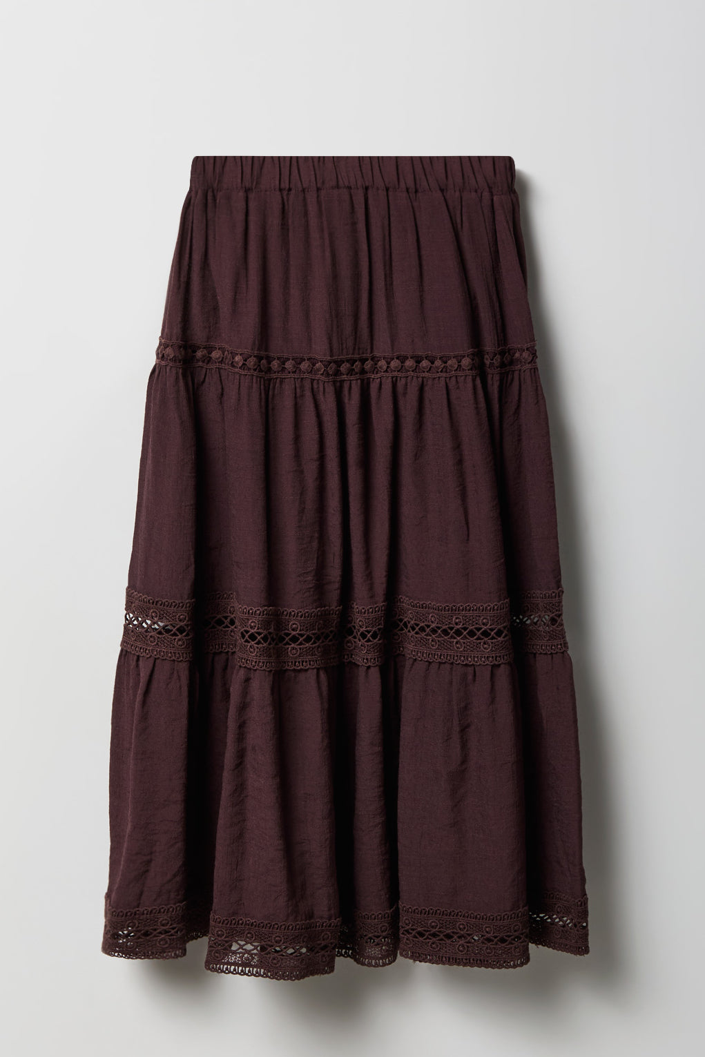 Girls Tiered Maxi Skirt - Brown