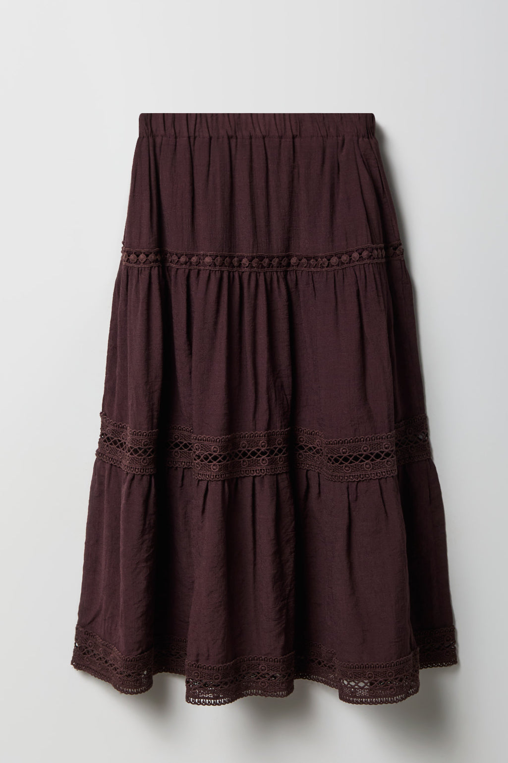 Alt View 2. Girls Tiered Maxi Skirt - Brown